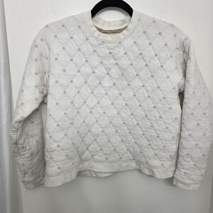 Madewell Ivory Diamond-Pattern Crew Neck Sweater